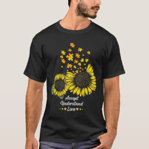 Autistic Mum Dad Gifts Sunflower Autistic Puzzle P T-Shirt