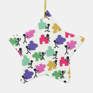 autistic people ceramic tree decoration