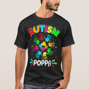 Autistic Poppa Puzzle Support Family Autism Awaren T-Shirt
