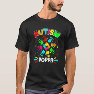 Autistic Poppa Puzzle Support Family Autism Awaren T-Shirt