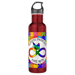 Autistic Pride Day June 18 Awareness Water Bottle