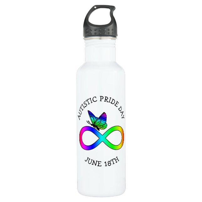 Autistic Pride Day June 18 Awareness Water Bottle (Front)