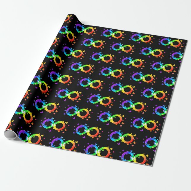 Autistic Pride Infinity Symbol Wrapping Paper (Unrolled)