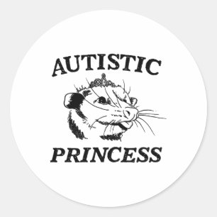 Autistic Princess Mouse Kids Children Autism Aware Classic Round Sticker