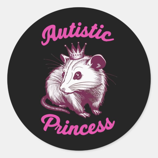 Autistic Princess Opossum 3  Classic Round Sticker (Front)