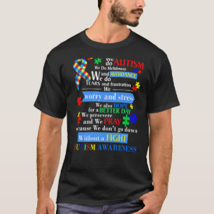 Autistic Puzzle Pieces Ribbon Warrior Fight Autism T-Shirt
