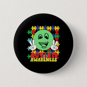 Autistic Puzzle Pieces Smile Face Autism Awareness 6 Cm Round Badge