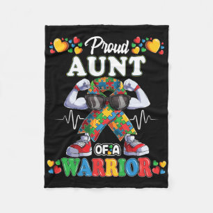 Autistic Ribbon Puzzle Aunt Of Autism Awareness Wa Fleece Blanket
