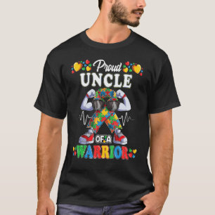 Autistic Ribbon Puzzle Uncle Of Autism Awareness W T-Shirt