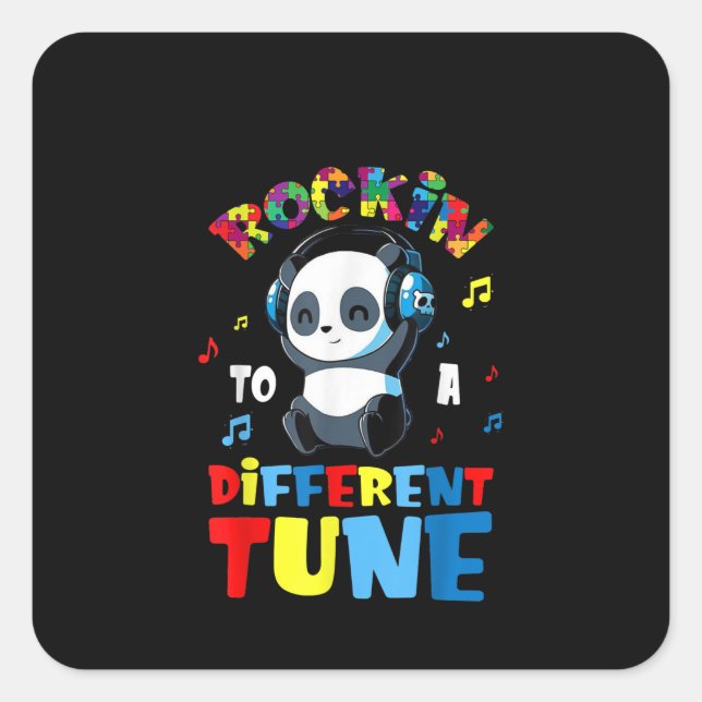 Autistic | Rockin To A Different Tune Cute Panda Square Sticker (Front)