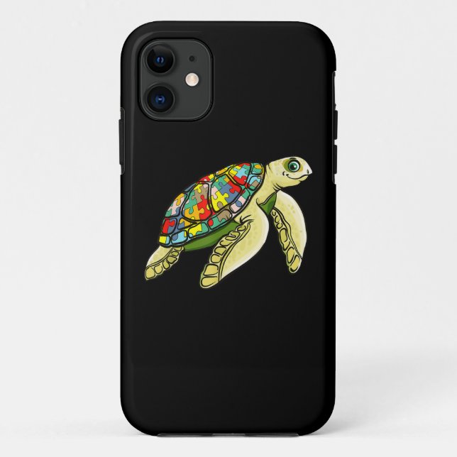 Autistic |Sea Turtle Puzzle Piece Autism Awareness Case-Mate iPhone Case (Back)