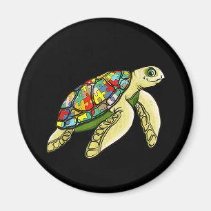 Autistic  Sea Turtle Puzzle Piece Autism Awareness Magnet
