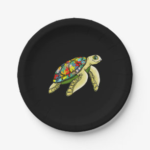 Autistic Sea Turtle Puzzle Piece Autism Awareness Paper Plate