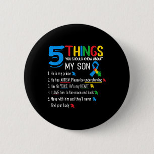 Autistic Son Autism Awareness Support For Mum Dad 6 Cm Round Badge