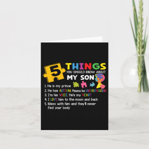 Autistic Son Autism Awareness Support For Mum Dad  Card