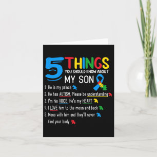 Autistic Son Autism Awareness Support For Mum Dad  Card