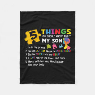 Autistic Son Autism Awareness Support For Mum Dad Fleece Blanket