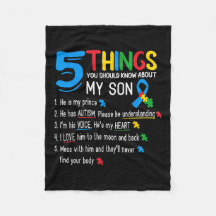 Autistic Son Autism Awareness Support For Mum Dad Fleece Blanket