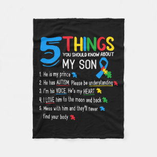 Autistic Son Autism Awareness Support For Mum Dad Fleece Blanket