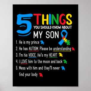 Autistic Son Autism Awareness Support For Mum Dad Poster