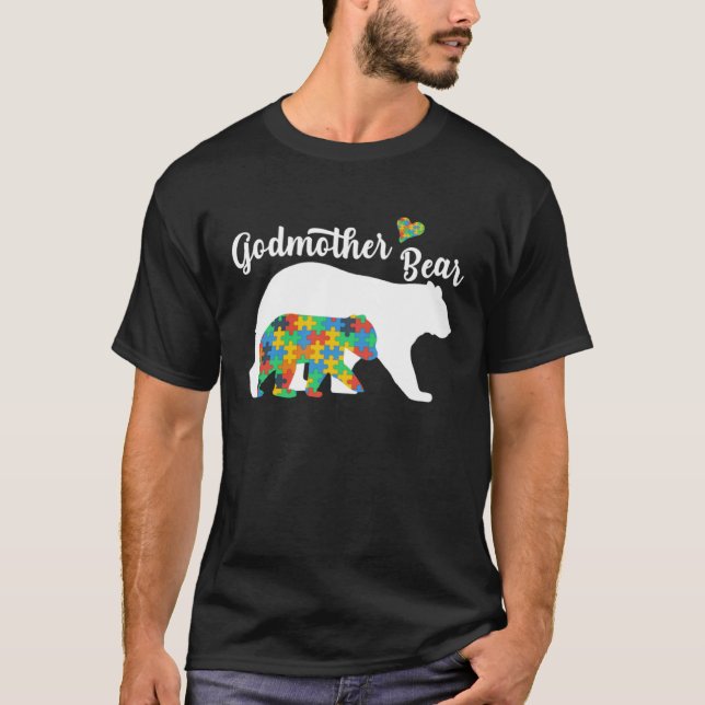 Autistic Support Autism Awareness Godmother Bear M T-Shirt (Front)