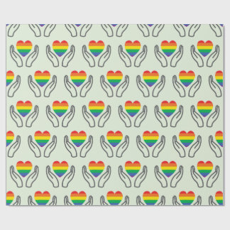 Autistic Supporting Hands Rainbow Colorful Heart Wrapping Paper