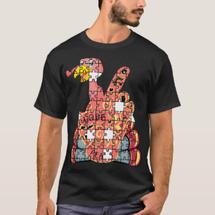 Autistic Turkey Peace Hand Sign Puzzle Autism Than T-Shirt