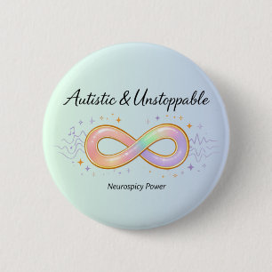 Autistic Unstoppable Pastel Infinity Symbol Gift 6 Cm Round Badge