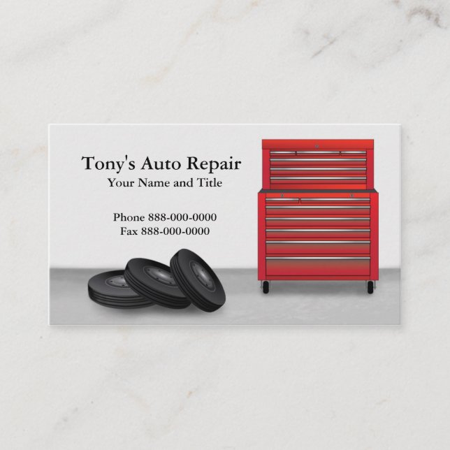Auto Automotive Mechanic Repair Shop Business Card (Front)