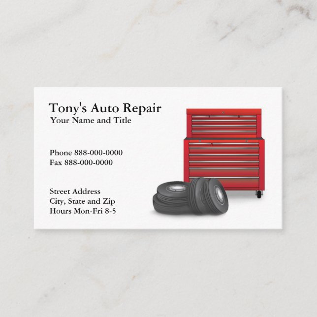 Auto Automotive Mechanic Repair Shop Business Card (Front)