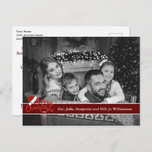 Auto Black and White Christmas Photo Postcard