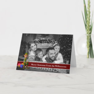 Auto Black and White Christmas Photo With Fun Elf Holiday Card