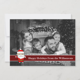 Auto Black and White Happy Holidays Cute Santa Holiday Card