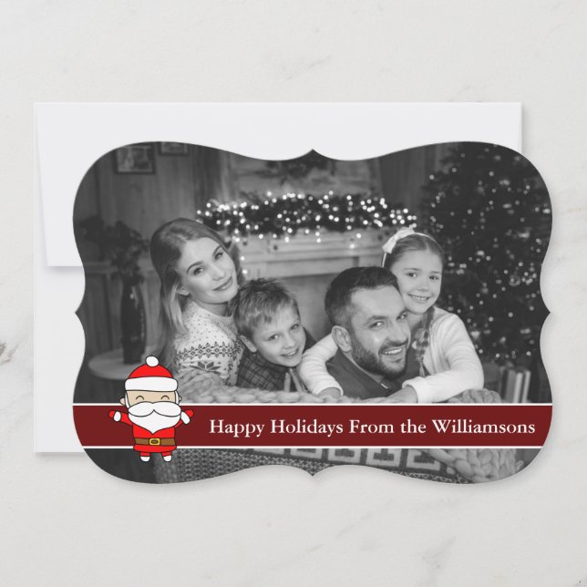 Auto Black and White Happy Holidays Santa Fancy Holiday Card (Front)