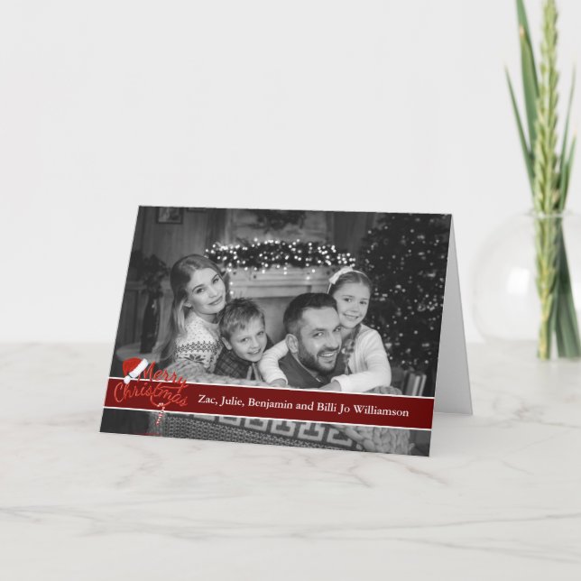 Auto Black and White Merry Christmas Photo Holiday Card (Front)
