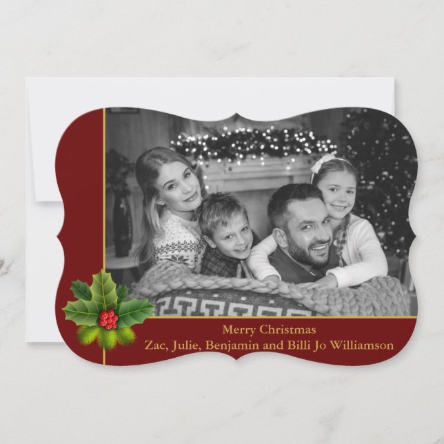 Auto Black and White Photo Fancy Trim Holiday Card (Front)