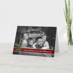 Auto Black and White Photo With Christmas Tree Holiday Card