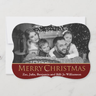 Auto Black & White Photo Fancy Christmas Holiday Card