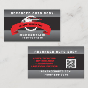 Auto Body Custom Paint Detailing Collison QR Code Business Card