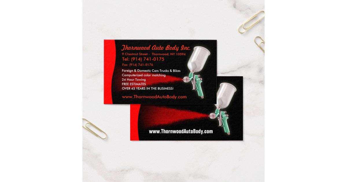 Auto Body CUSTOMIZABLE Business Card Zazzle