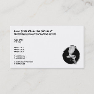 Auto Body Painting Classy Black White Business Card