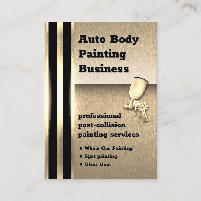 Auto Body Painting Golden Metallic | Professional Business Card (Front)