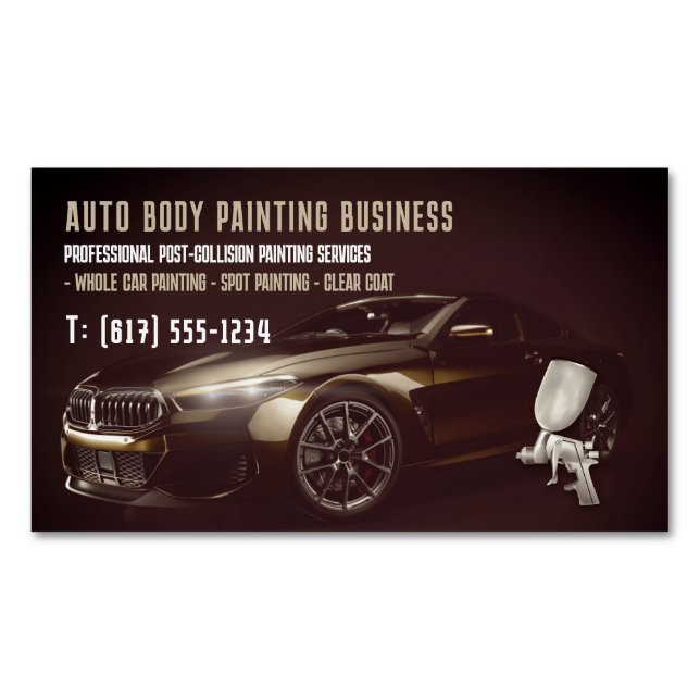 Auto Body Painting | Modern Professional Magnetic Business Card (Front)