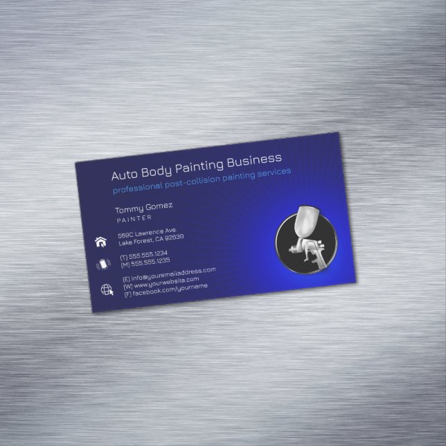 Auto Body Painting | Professional Blue Magnetic Business Card (In Situ)