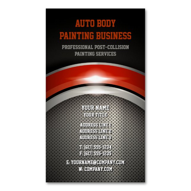 Auto Body Painting | Professional Magnetic Business Card (Front Vertical)