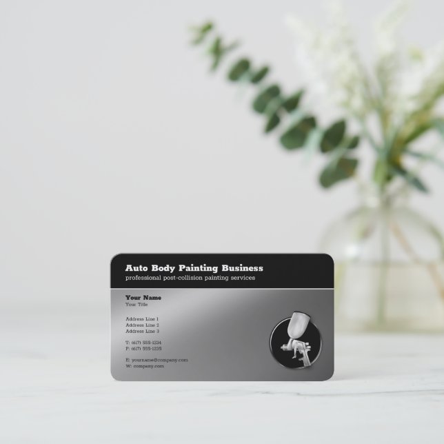 Auto Body Painting | Professional Metallic Business Card (Standing Front)
