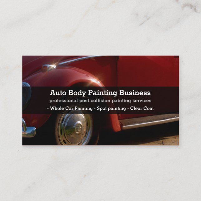 Auto Body Painting | Red Car Business Card (Front)