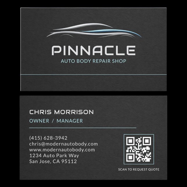 Auto Body Repair Shop QR Code Professional Business Card (Creator Uploaded)