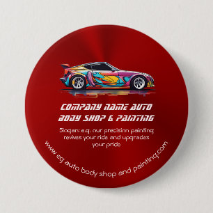 Auto body shop and precision painting 7.5 cm round badge