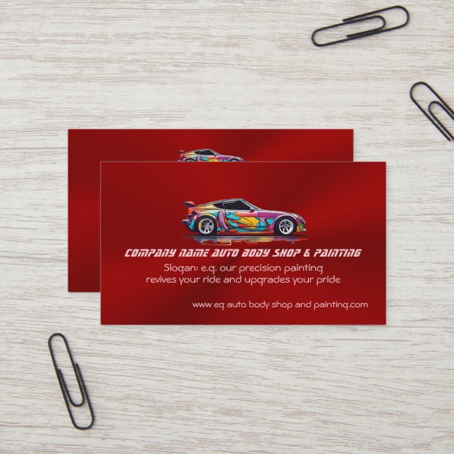 Auto body shop and precision painting business card (Front/Back In Situ)